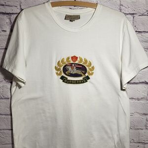 Burberry White T-Shirt with Embroidered Logo